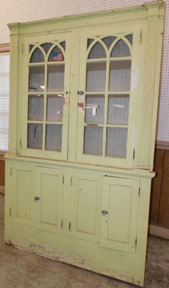 Antique Painted Kitchen Cabinet with Glass Doors (1 of 6)