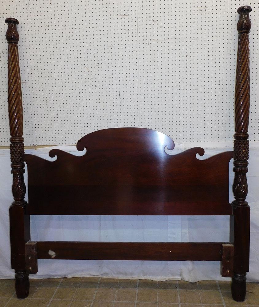 Mahogany Carved Queen Headboard: Mahogany Carved Queen Headboard, Pennsylvania Classics Inc. 66" W 79 1/2" H "ALL DESCRIPTIONS AND ANY CONDITION STATEMENT GIVEN BY LANGSTON AUCTION GALLERY ARE STRICTLY OPINIONS AND LANGSTON'S SHALL H