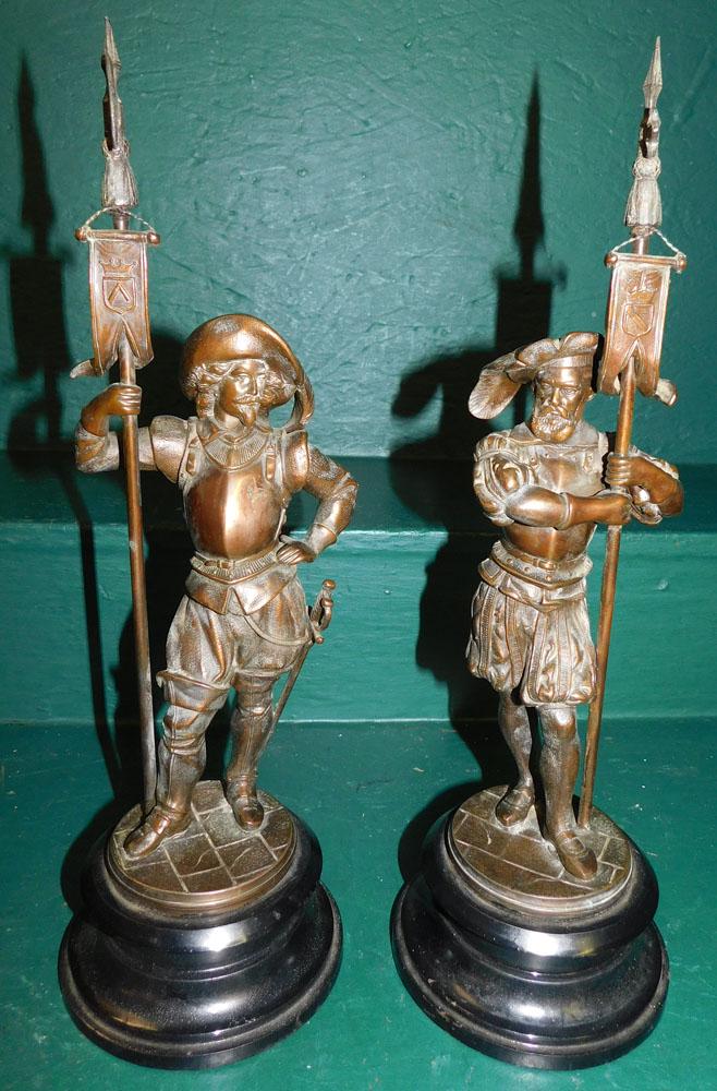 Pair Metal Marble Base Sculptures (1 of 5)