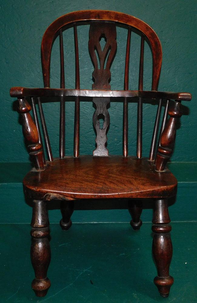 19th C Elm Wood Childs Windsor Arm Chair (1 of 5)
