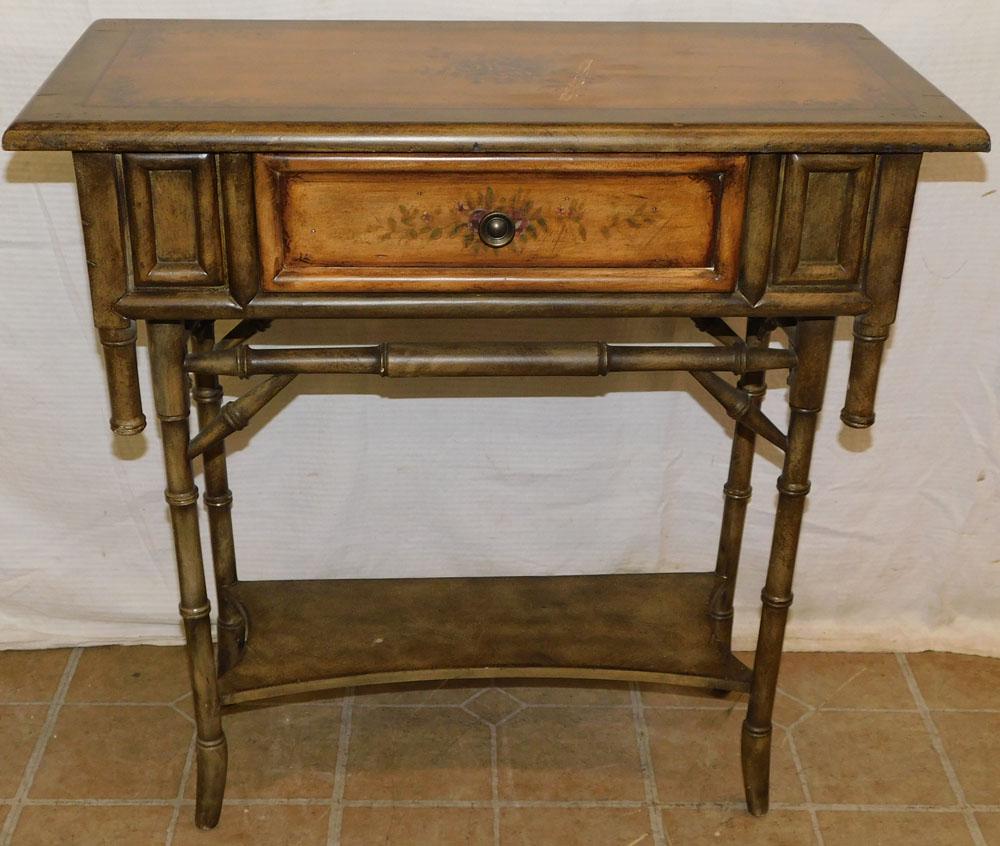 Painted Faux Bamboo One Drawer Console Table (1 of 5)