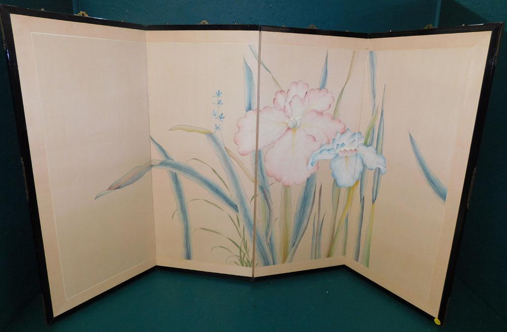 Four Panel Oriental Watercolor Screen (1 of 3)