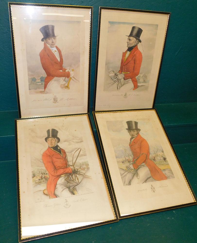 Set 4 Hand Colored Fox Hunt Engravings (1 of 9)
