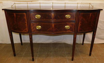 Mahogany Inlay Serpentine Front Side Board By Henkel Harris