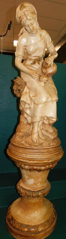 Painted Ceramic Sculpture Of Lady (1 of 6)