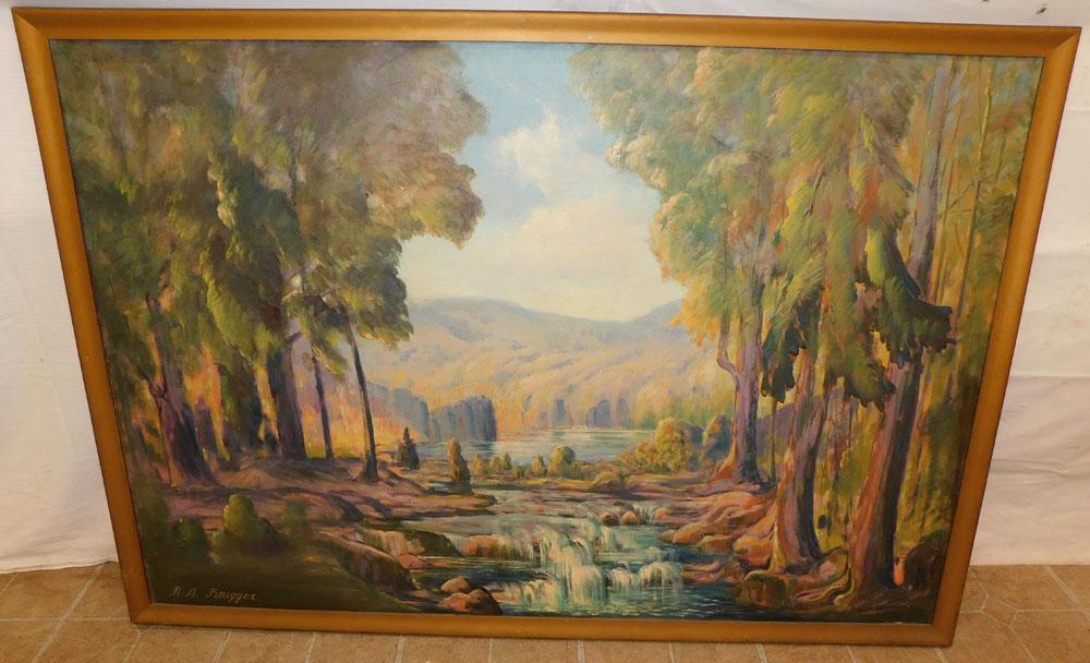 Antique Oil On Canvas River Scene - Signed (1 of 4)