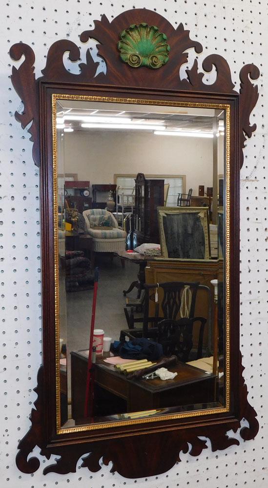 Mahogany Shell Crest Chippendale Style Mirror By Henkel Harris (1 of 6)
