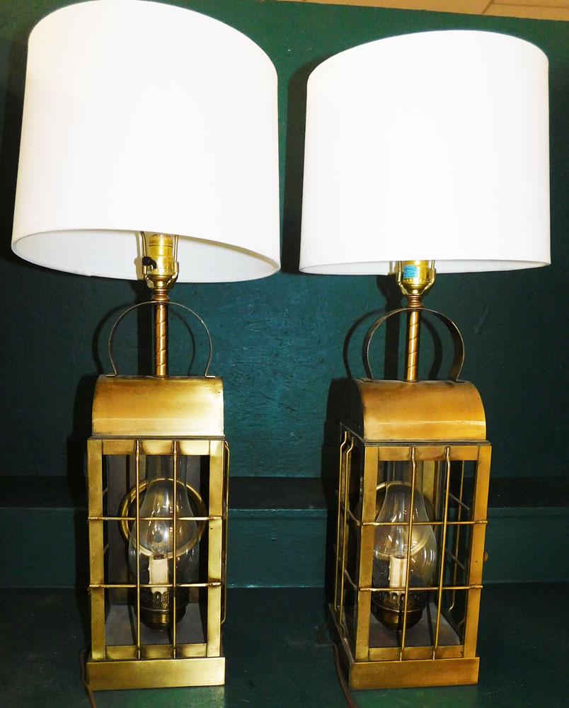 Pair Painted Metal Lantern Lamps (1 of 4)