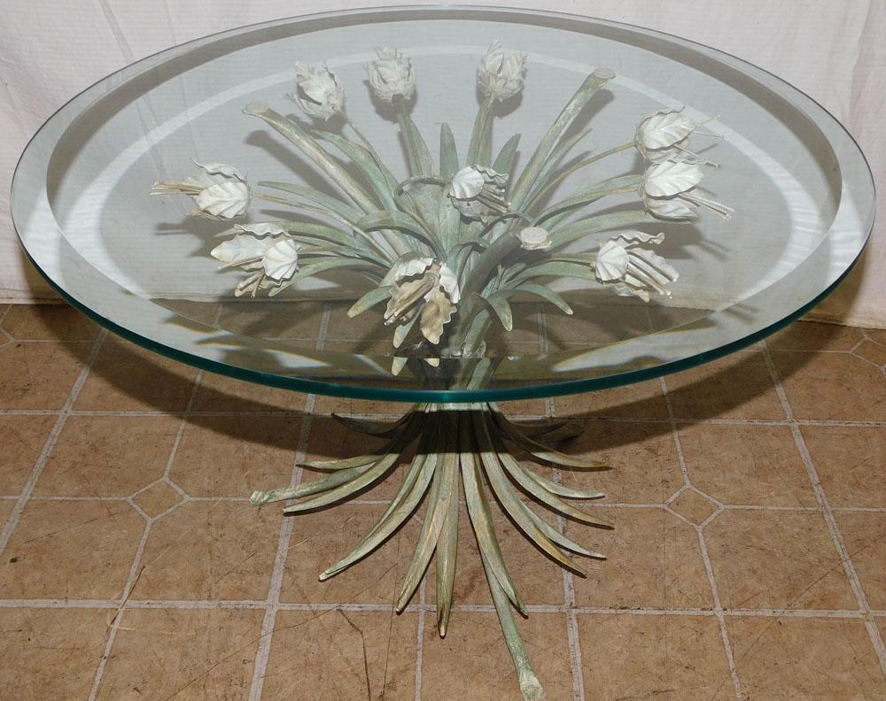 Painted Metal Base Glass Top Table (1 of 4)
