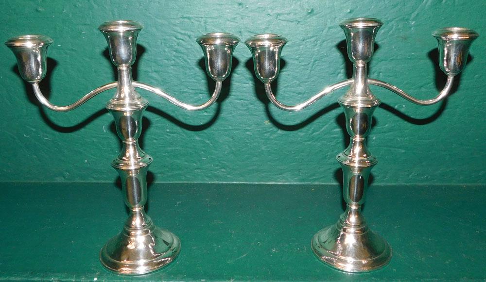 Pair Sterling Weighted Candelabras (1 of 3)