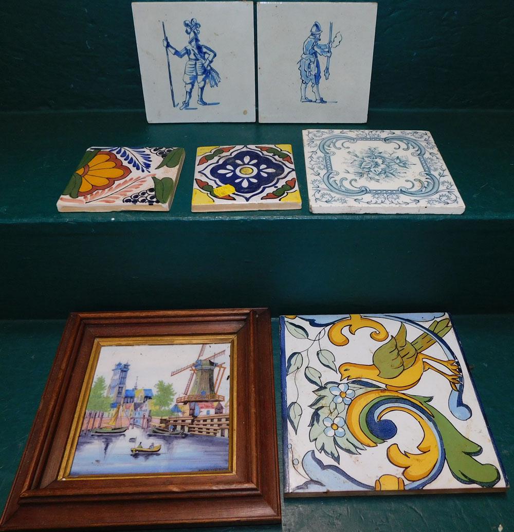Lot 7 Hand Painted Porcelain Tiles (1 of 8)