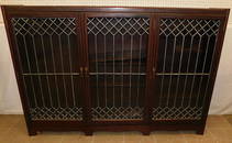 Antique Walnut Leaded Door Bookcase By Geo. C. Flint & Co.