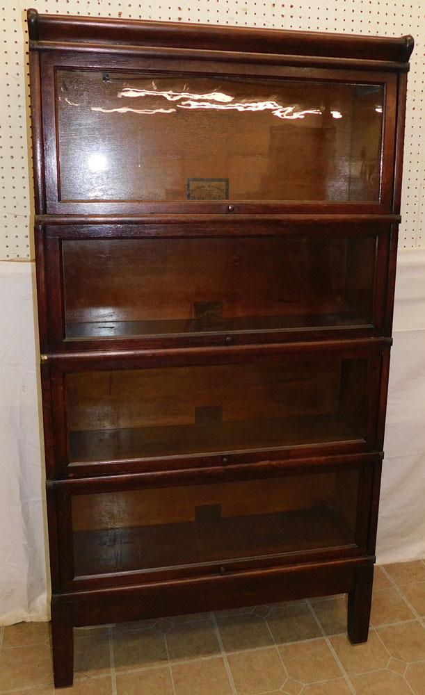 Antique Oak 4 Section Barrister Bookcase By Globe Merriam (1 of 4)