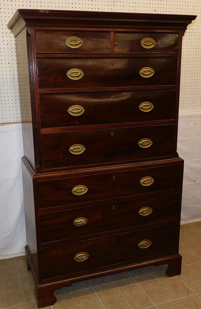 19th C English Mahogany Chest On Chest (1 of 5)