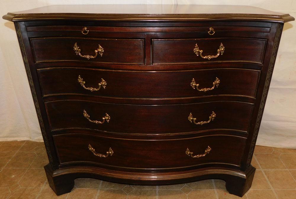 Mahogany Serpentine Front 2/3 Drawer Bachelors Chest W/ Slide By Century (1 of 7)