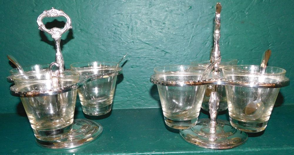 Pair Silver Plate & Glass Condiment Stands (1 of 5)