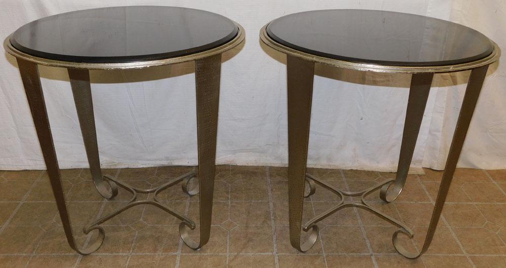 Pair Modern Metal & Onyx Top End Tables (1 of 3)