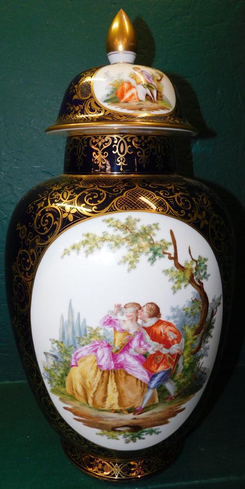 French Paint Decorated Porcelain Covered Urn (1 of 6)