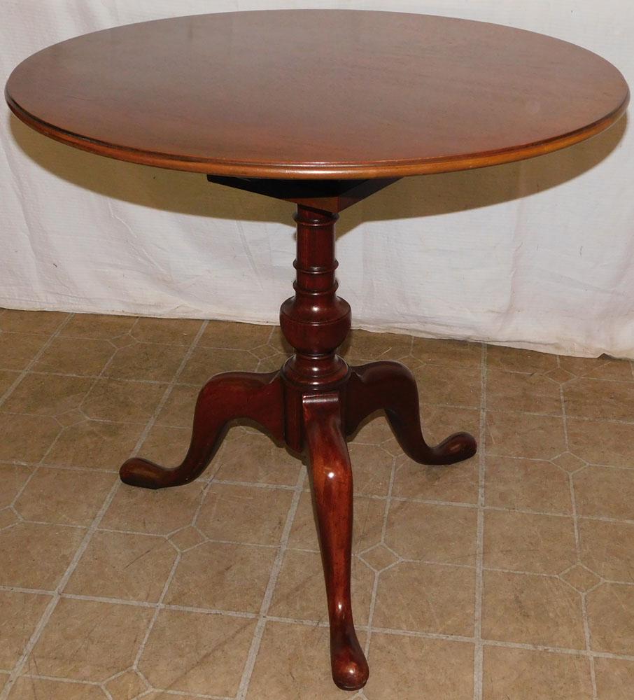 Mahogany Queen Ann Style Tilt Top Bird Cage Table By Hickory Chair Co. (1 of 4)