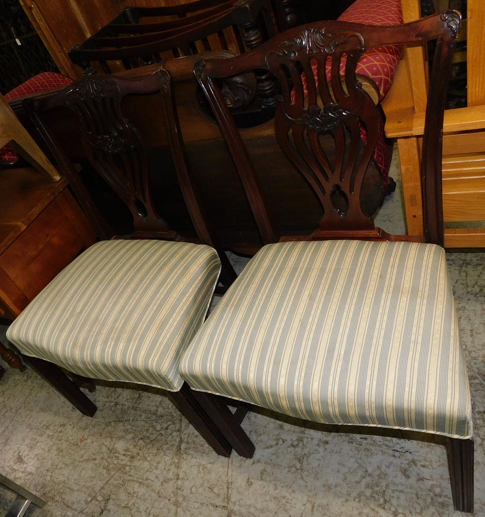 Pair Mahogany Carved Dining Chairs (1 of 3)