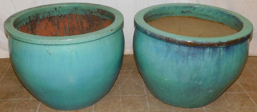 Pair Large Stoneware Planters (1 of 2)