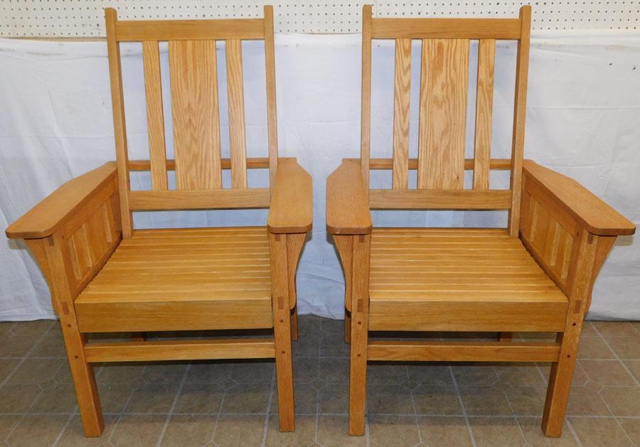 Pair Oak Arm Chairs (1 of 5)