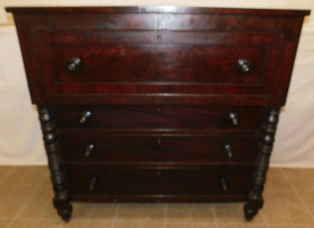 19th C Empire Mahogany Butlers Desk: 19th C Empire Mahogany Butlers Desk. 47 1/2" W 23 1/4" D 46 3/4" H ALL DESCRIPTIONS AND ANY CONDITION STATEMENT GIVEN BY LANGSTON AUCTION GALLERY ARE STRICTLY OPINIONS AND LANGSTON'S SHALL HAVE NO RES
