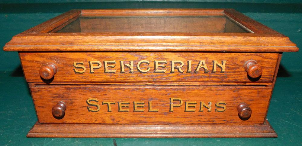 Antique Oak Glass Top Two Drawer Spool Cabinet W/ Contents (1 of 4)