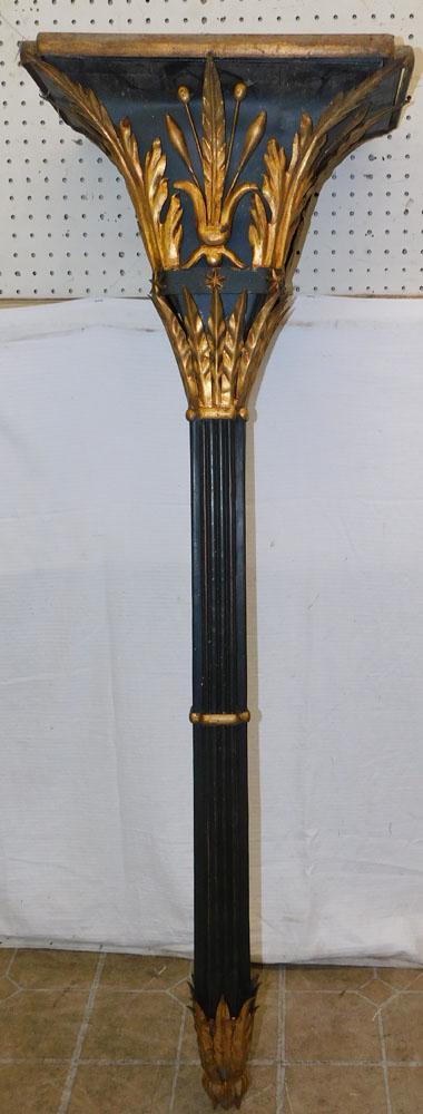 Painted Metal Wall Jardinière: Painted Metal Wall Jardinière. 56" H ALL DESCRIPTIONS AND ANY CONDITION STATEMENT GIVEN BY LANGSTON AUCTION GALLERY ARE STRICTLY OPINIONS AND LANGSTON'S SHALL HAVE NO RESPONSIBILITY FOR ERRORS OR
