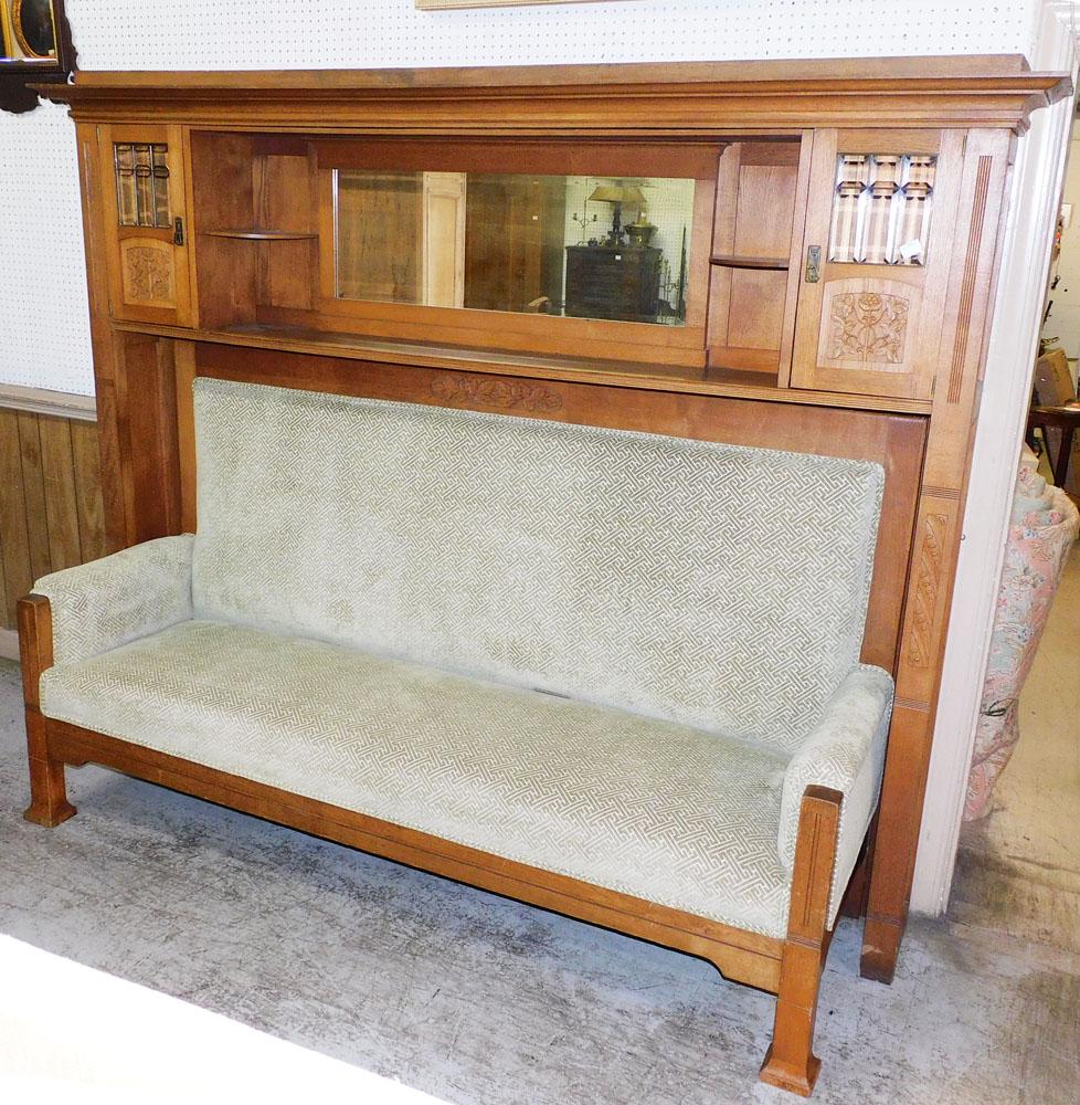 Large Two Part Victorian Sofa W/ Mantle Bookcase Top (1 of 10)