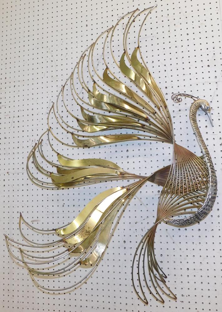 1989 C. JerÃ© Metal Peacock Wall Sculpture (1 of 3)