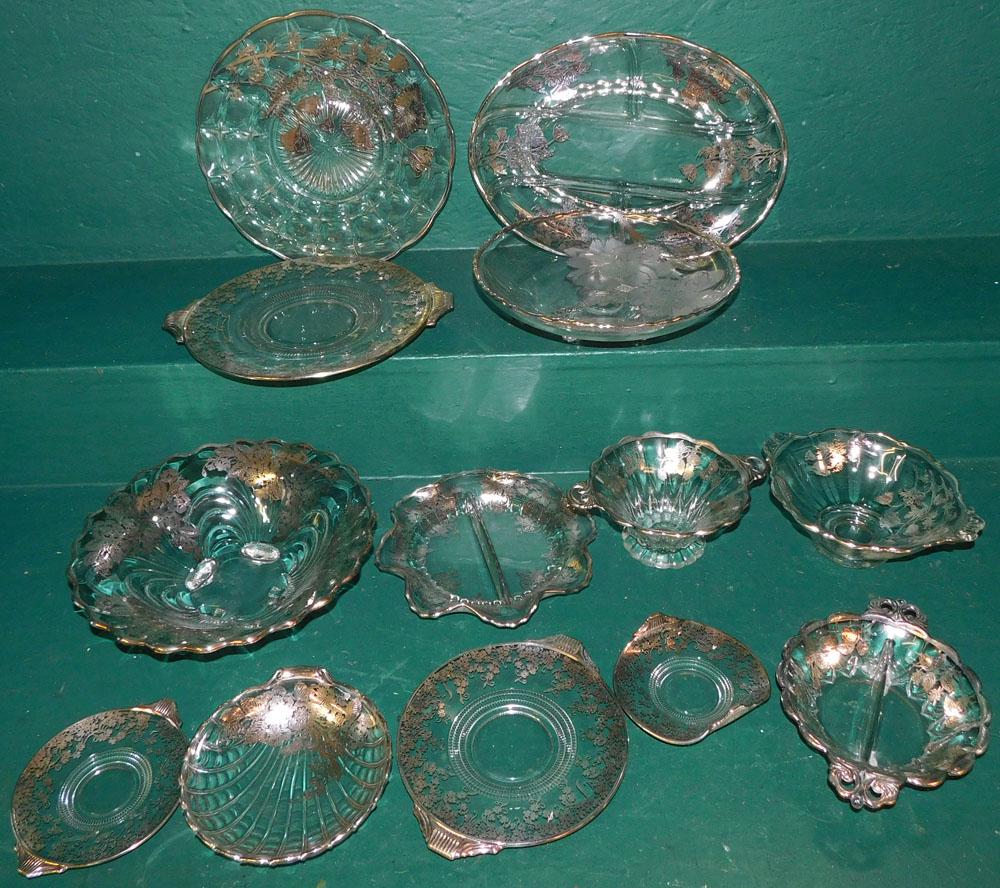 Lot Silver Overlay Glass Items (1 of 4)