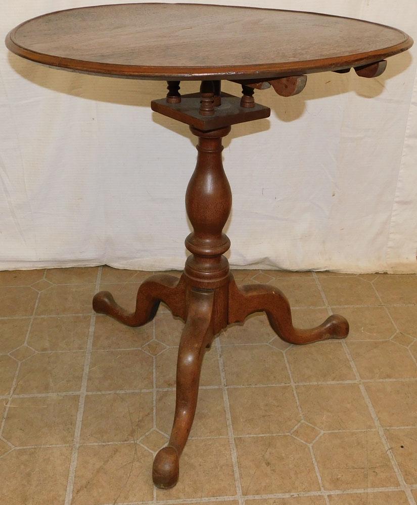 19th C Walnut Tilt Top Bird Cage Table (1 of 3)