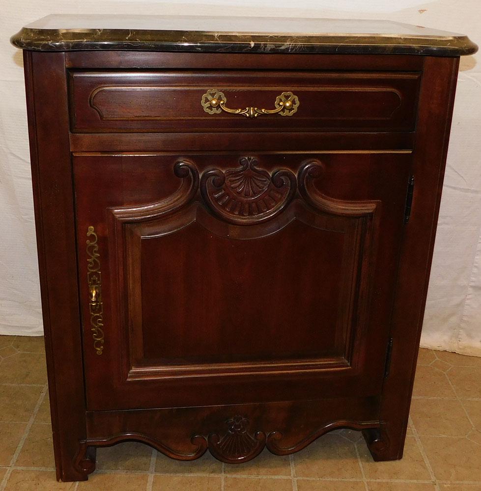 Cherry Carved Marble Top Cabinet (1 of 6)