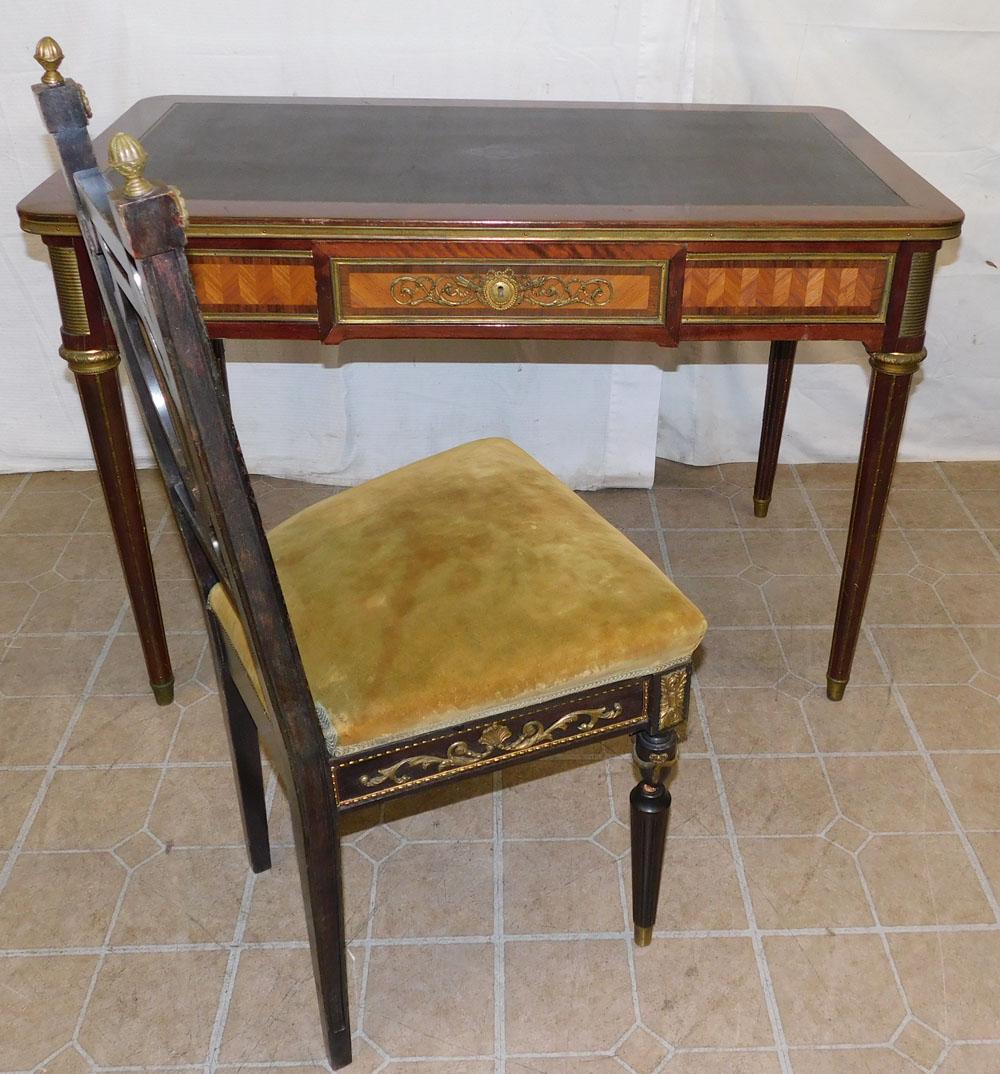 French Rosewood & Leather Top Desk & Chair (1 of 6)