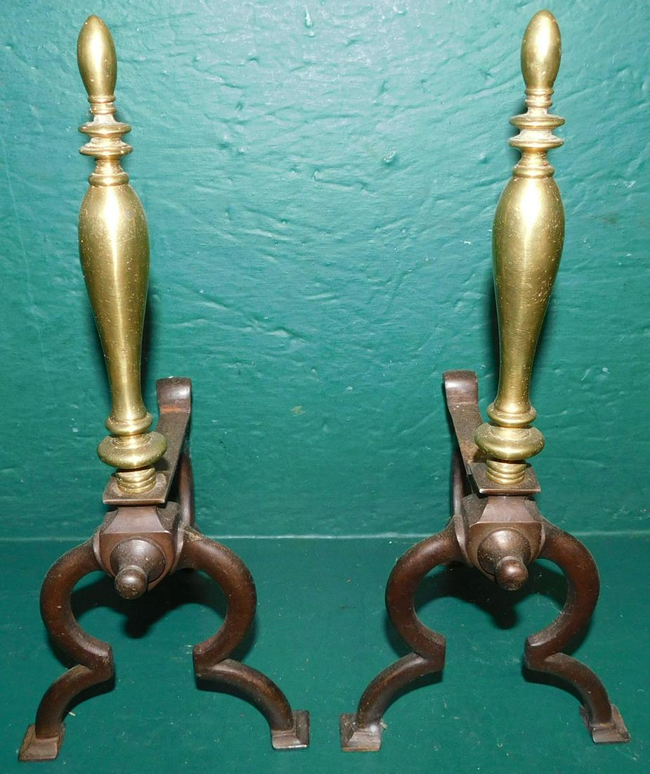 Pair Brass & Iron Fire Tool Holders (1 of 2)