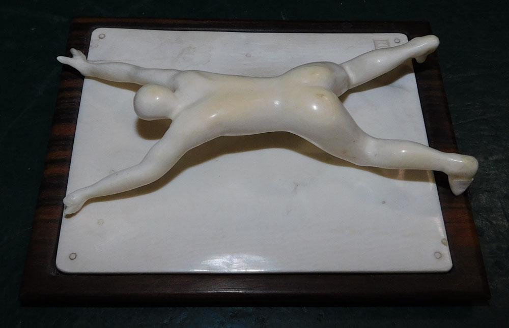 Bone Carved Nude Figure W/ Stand: Bone Carved Nude Figure W/ Stand. 5 1/4" X 4" ALL DESCRIPTIONS AND ANY CONDITION STATEMENT GIVEN BY LANGSTON AUCTION GALLERY ARE STRICTLY OPINIONS AND LANGSTON'S SHALL HAVE NO RESPONSIBILITY FOR ERROR