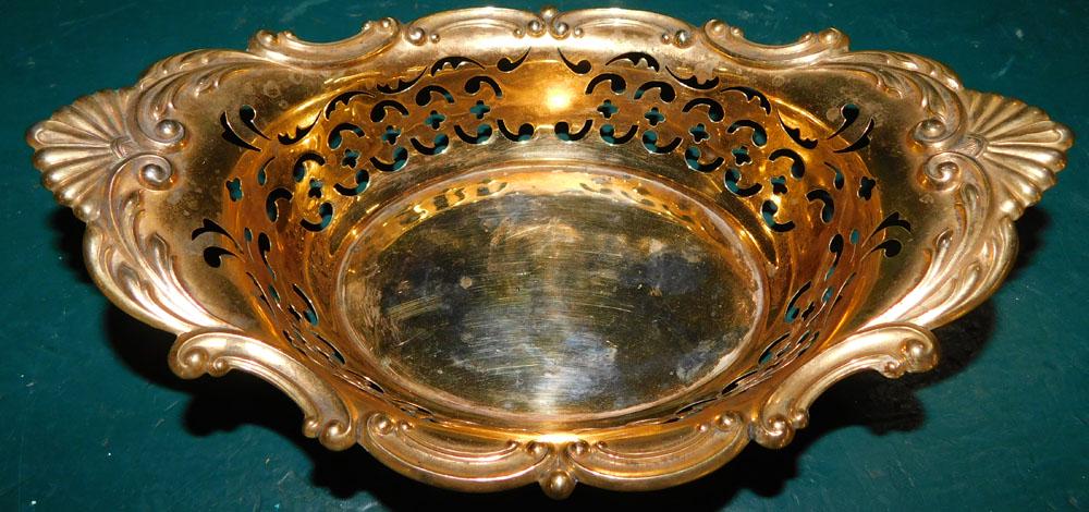 Gorham Sterling Vermeil Reticulated Oval Bowl (3.8 Toz) (1 of 3)