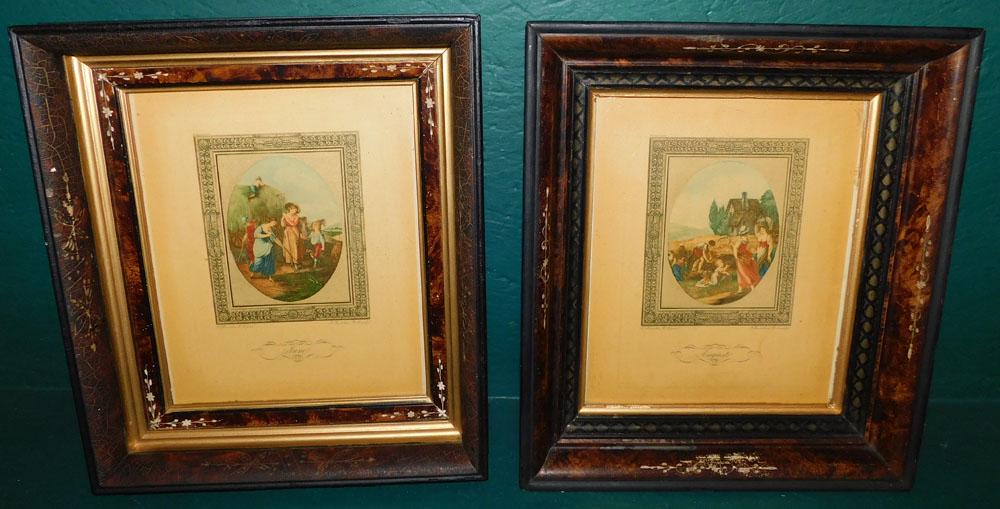 Two Victorian Walnut Shadow Box Framed Prints (1 of 7)