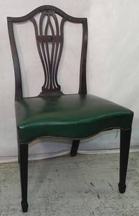 Mahogany carved back Hepplewhite side chair.: Mahogany carved back Hepplewhite side chair.