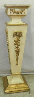 Lacquered and gold leaf French style fern stand: Lacquered and gold leaf French style fern stand 12" square x 43" tall.