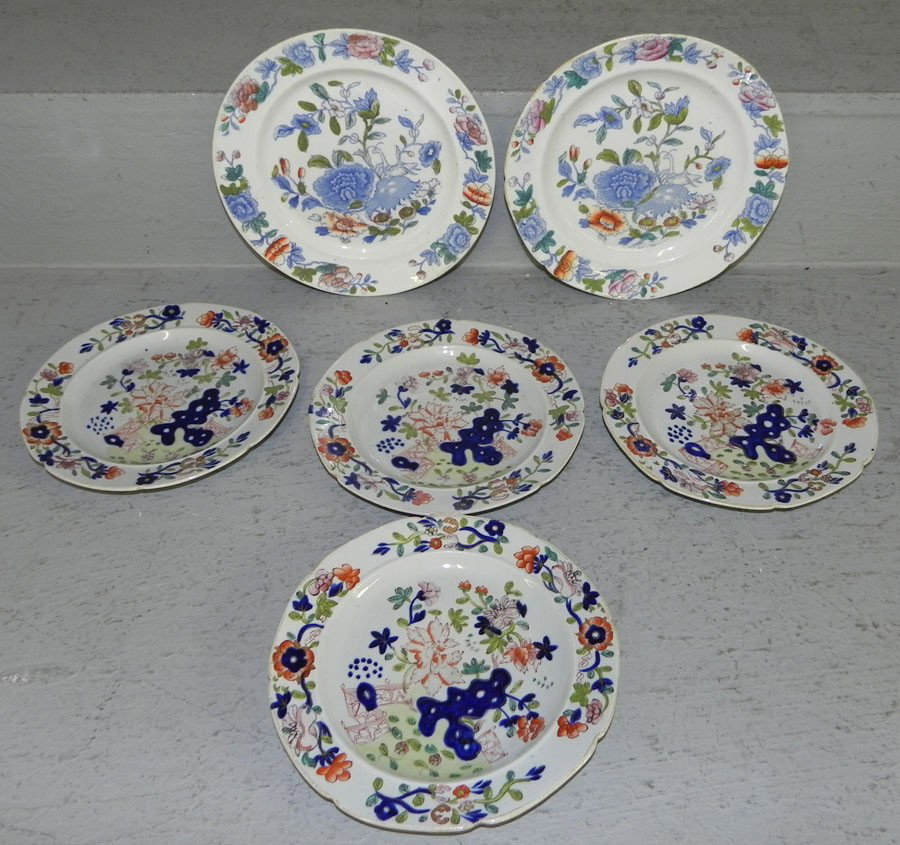 (6) early masons ironstone plates.: (6) early masons ironstone plates.