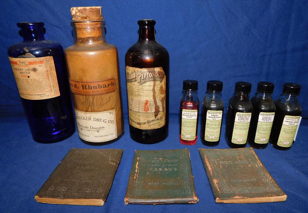 Lot Antique Medicinal Bottles: Lot Antique Medicinal Bottles. "ALL DESCRIPTIONS AND ANY CONDITION STATEMENT GIVEN BY LANGSTON AUCTION GALLERY ARE STRICTLY OPINIONS AND LANGSTON'S SHALL HAVE NO RESPONSIBILITY FOR ERRORS OR OMISSIONS