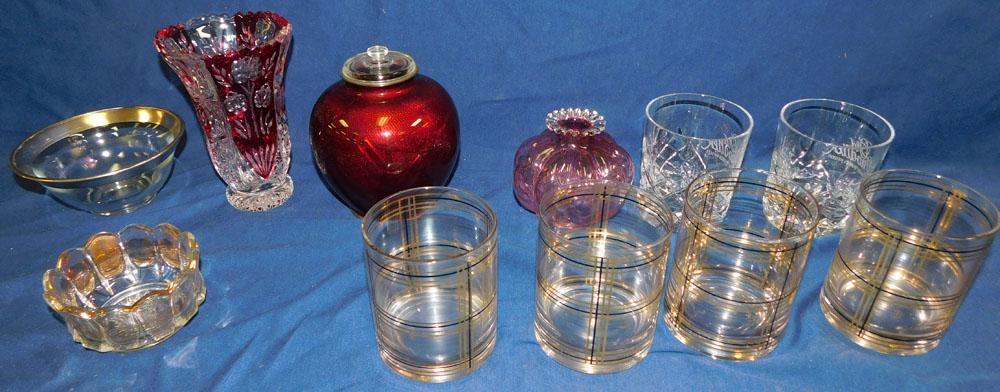 Lot Glass Items- Enameled Vase (1 of 3)