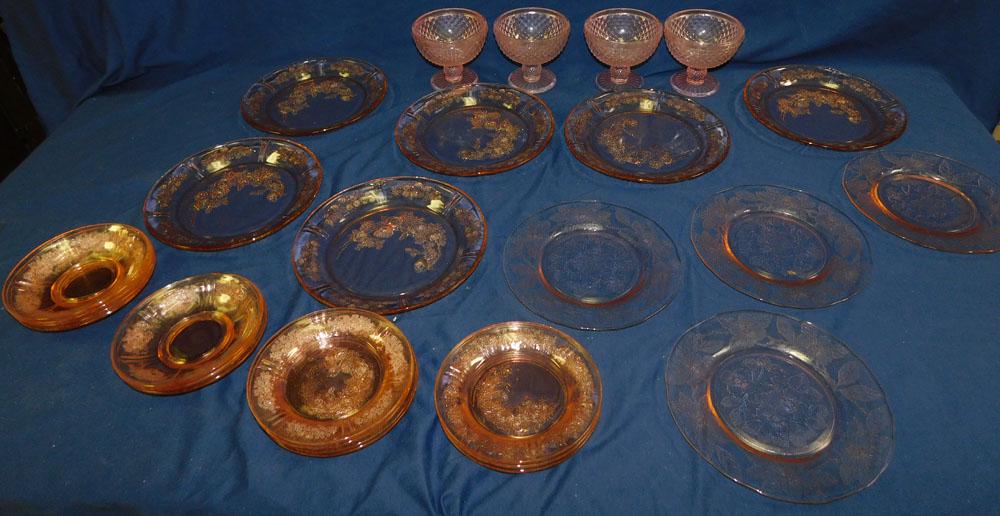 Lot Pink Depression Glass Items (1 of 3)