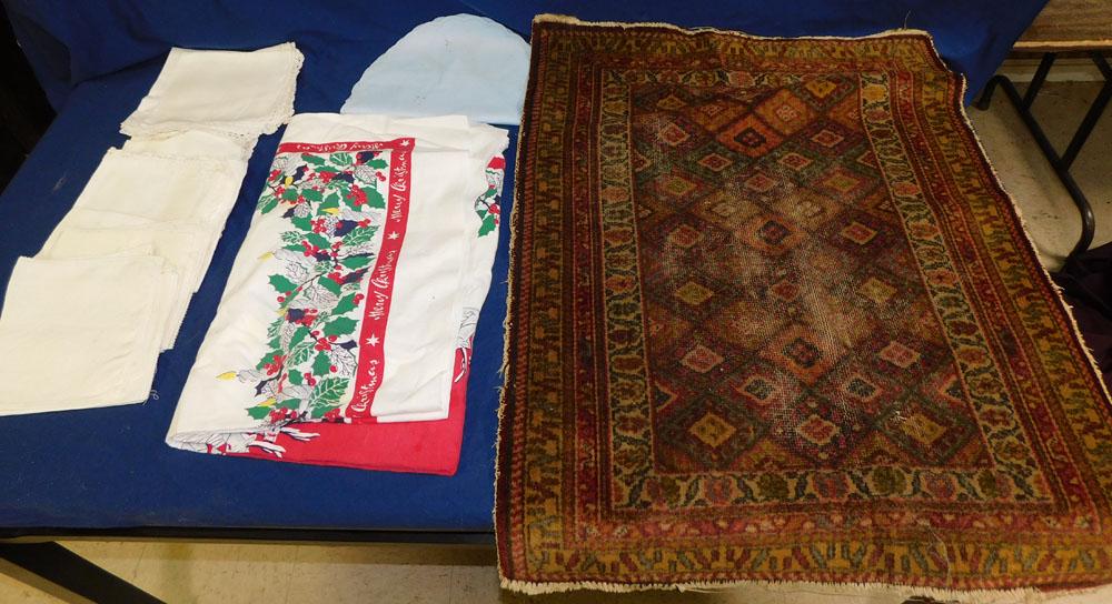 Lot Linens: Lot Linens. "ALL DESCRIPTIONS AND ANY CONDITION STATEMENT GIVEN BY LANGSTON AUCTION GALLERY ARE STRICTLY OPINIONS AND LANGSTON'S SHALL HAVE NO RESPONSIBILITY FOR ERRORS OR OMISSIONS. THE ABSENCE OF A