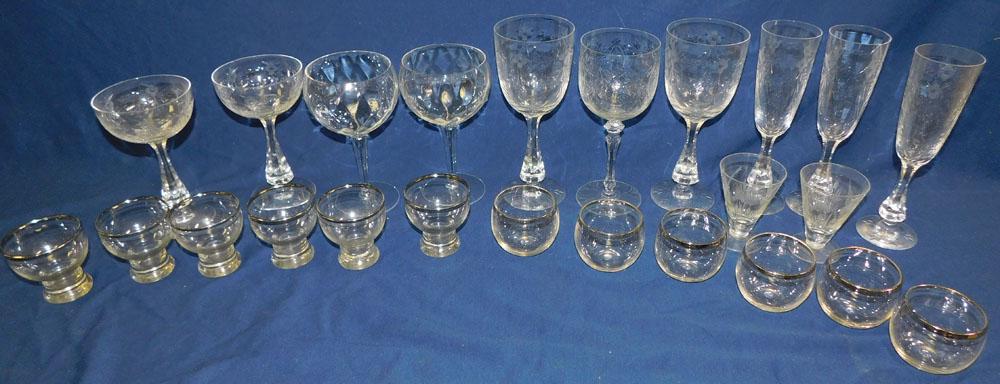 Lot Stemware: Lot Stemware. "ALL DESCRIPTIONS AND ANY CONDITION STATEMENT GIVEN BY LANGSTON AUCTION GALLERY ARE STRICTLY OPINIONS AND LANGSTON'S SHALL HAVE NO RESPONSIBILITY FOR ERRORS OR OMISSIONS. THE ABSENCE OF 