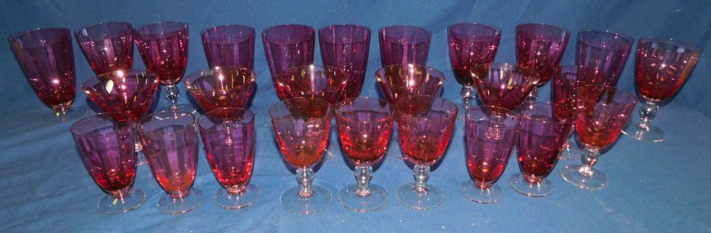 Lot Cranberry Glass Stemware (1 of 2)