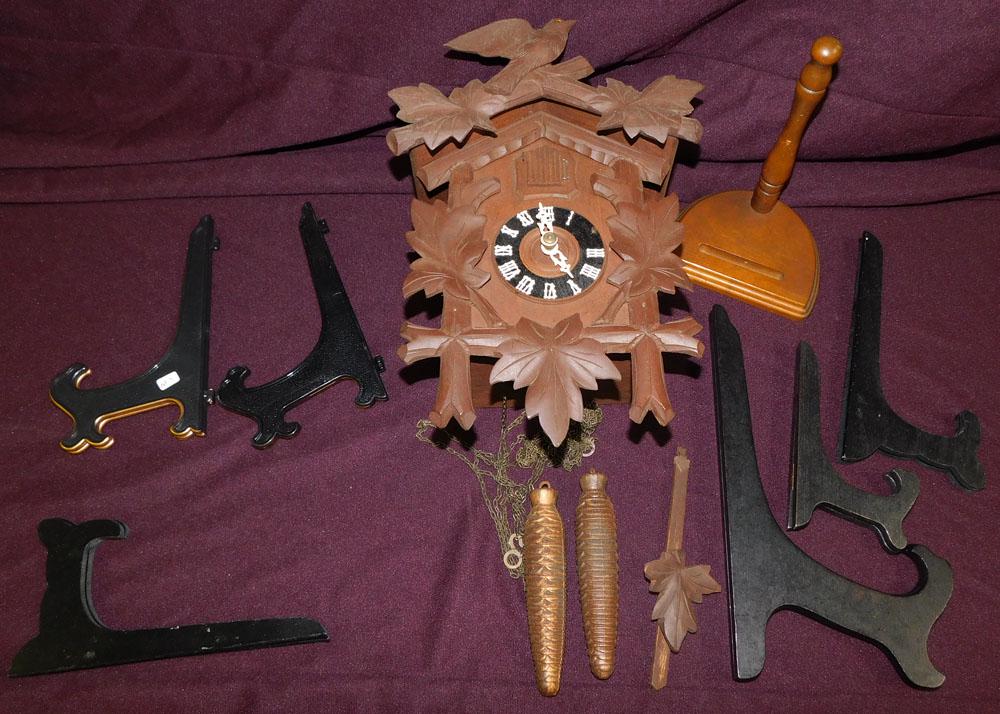 Coo Coo Clock - Plate Stands: Coo Coo Clock - Plate Stands. "ALL DESCRIPTIONS AND ANY CONDITION STATEMENT GIVEN BY LANGSTON AUCTION GALLERY ARE STRICTLY OPINIONS AND LANGSTON'S SHALL HAVE NO RESPONSIBILITY FOR ERRORS OR OMISSIONS.