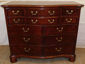 Mahogany Inlay 12 Drawer Serpentine Front Chest